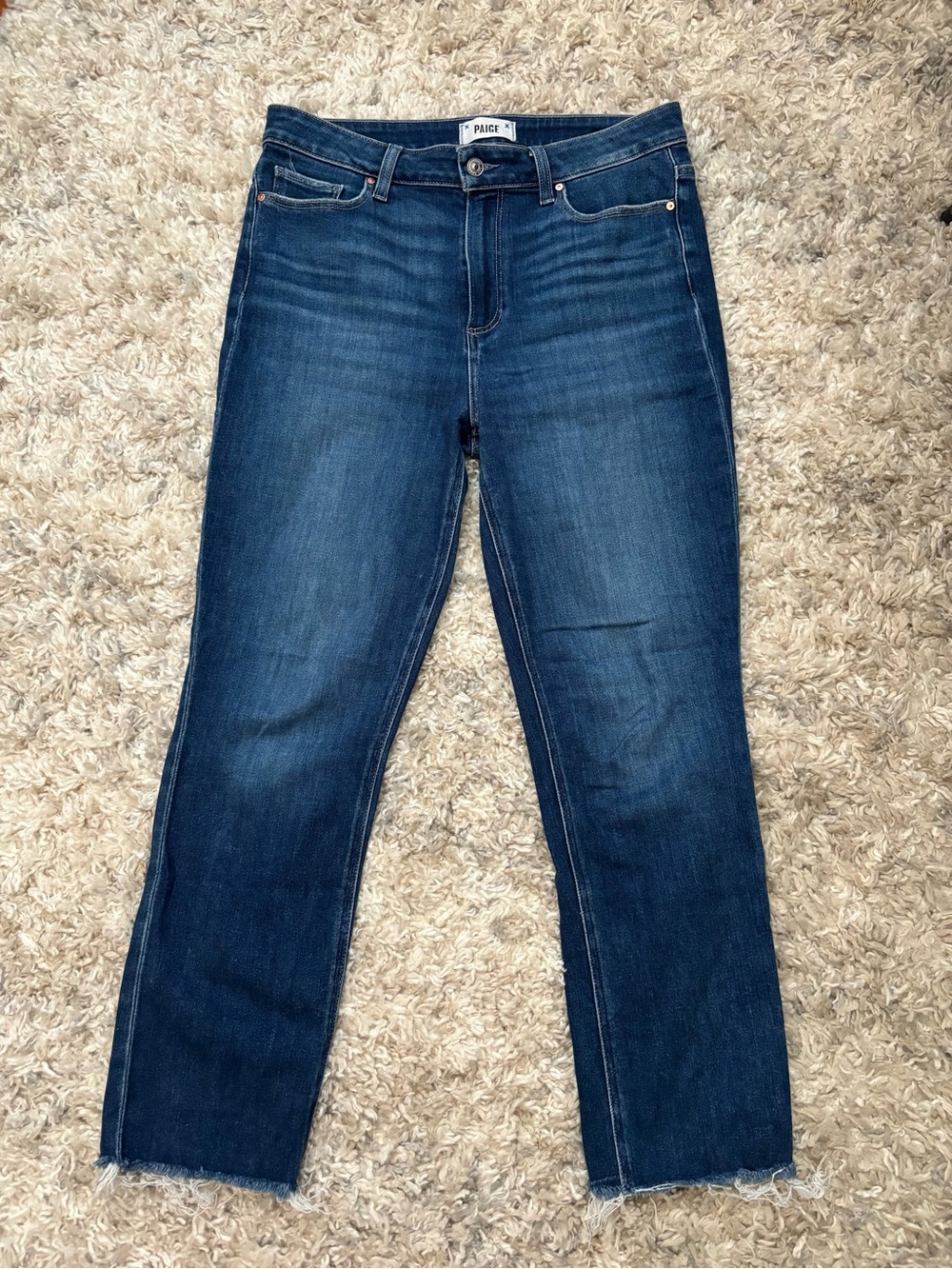 PAIGE Dark Blue Cindy Straight Jeans